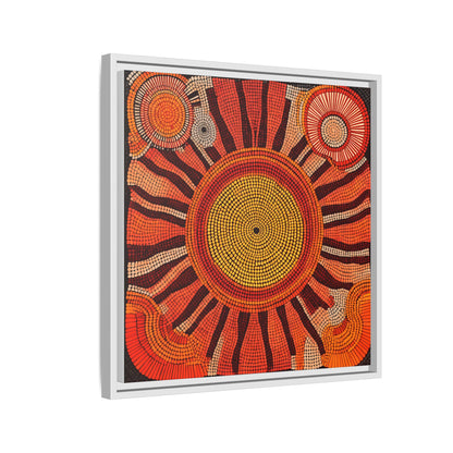 Aboriginal Dot Painting Sun Motif in Earthy Tones