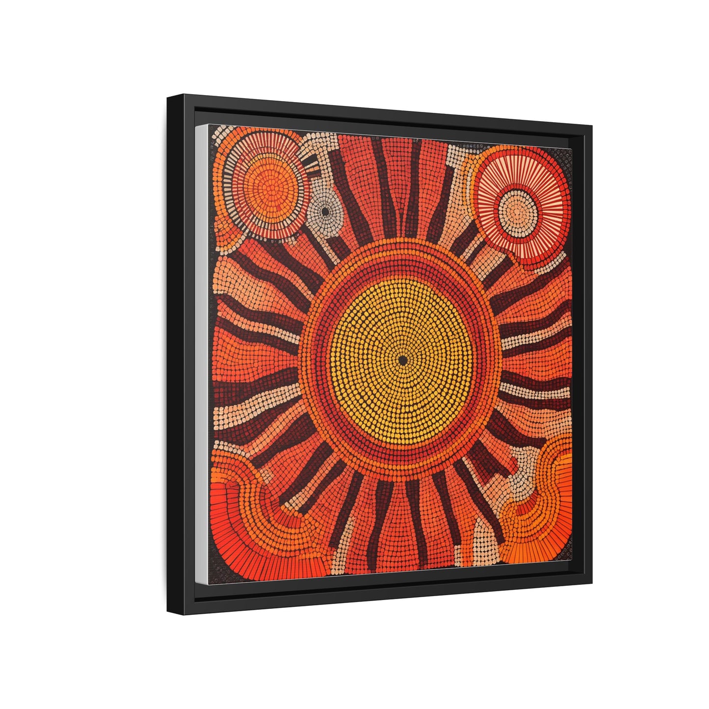 Aboriginal Dot Painting Sun Motif in Earthy Tones