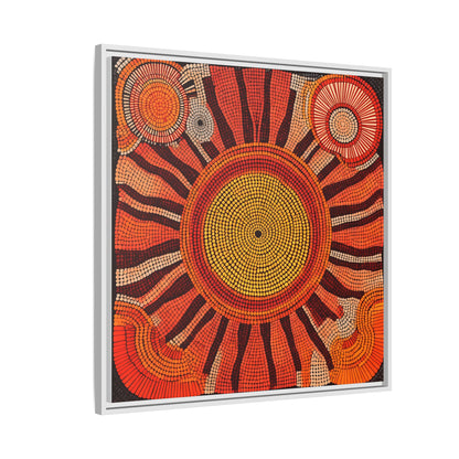 Aboriginal Dot Painting Sun Motif in Earthy Tones