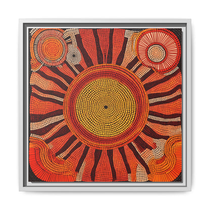 Aboriginal Dot Painting Sun Motif in Earthy Tones