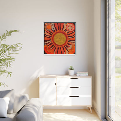 Aboriginal Dot Painting Sun Motif in Earthy Tones