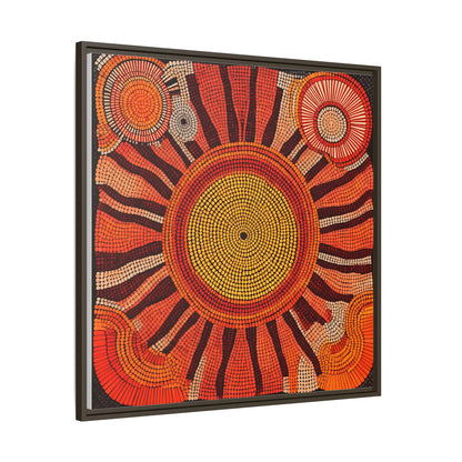 Aboriginal Dot Painting Sun Motif in Earthy Tones