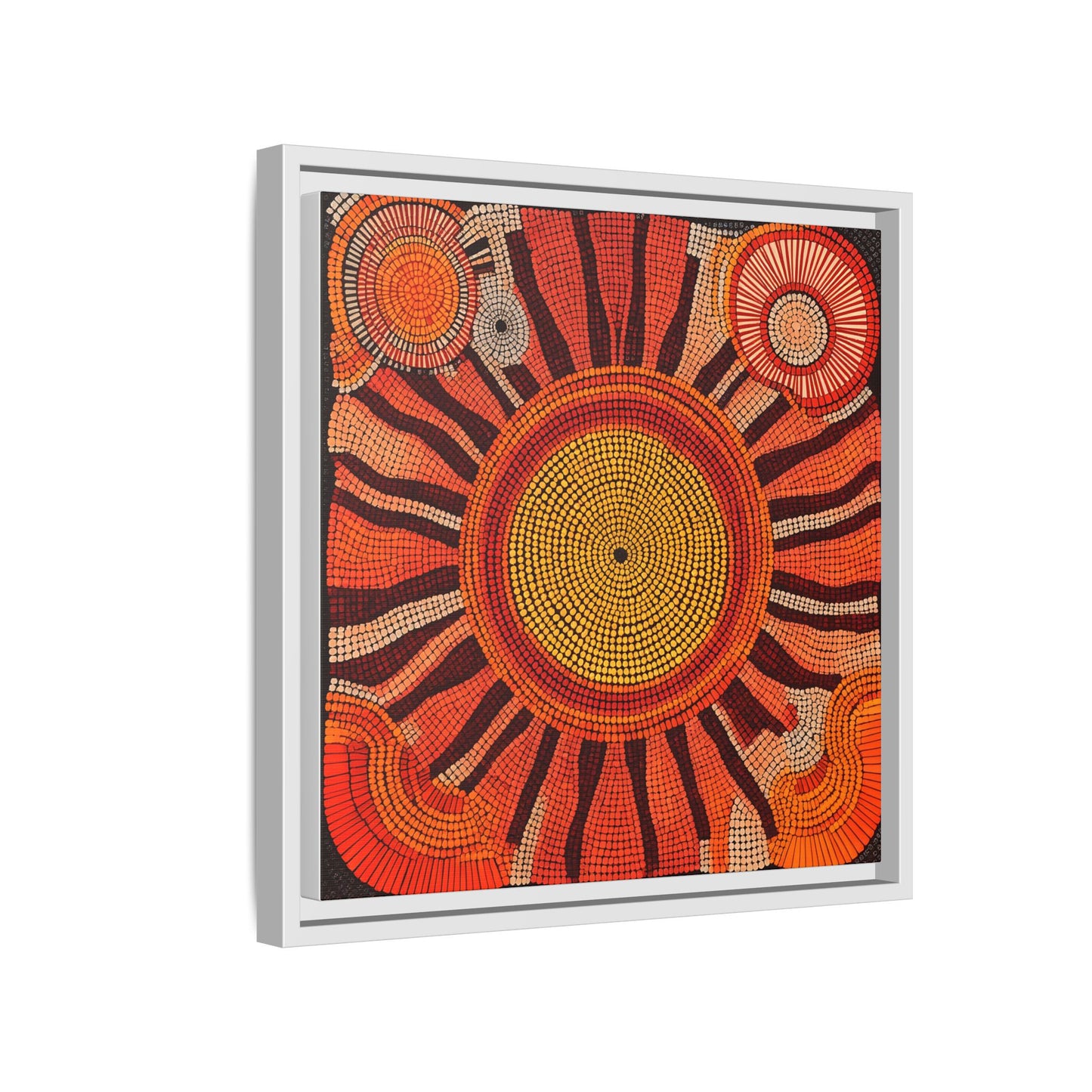 Aboriginal Dot Painting Sun Motif in Earthy Tones