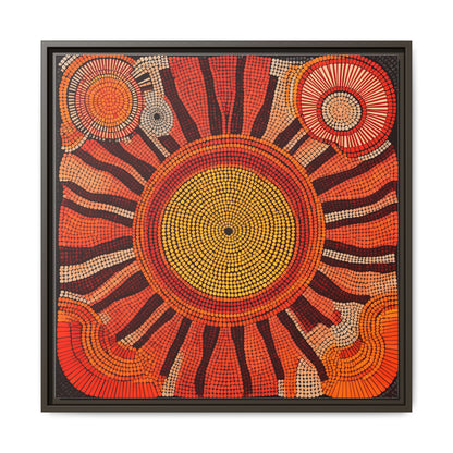 Aboriginal Dot Painting Sun Motif in Earthy Tones