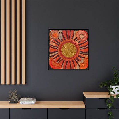 Aboriginal Dot Painting Sun Motif in Earthy Tones