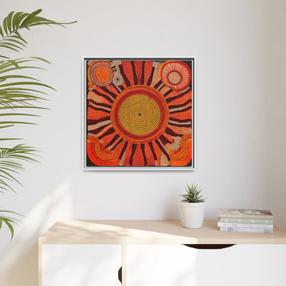 Aboriginal Dot Painting Sun Motif in Earthy Tones