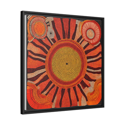 Aboriginal Dot Painting Sun Motif in Earthy Tones