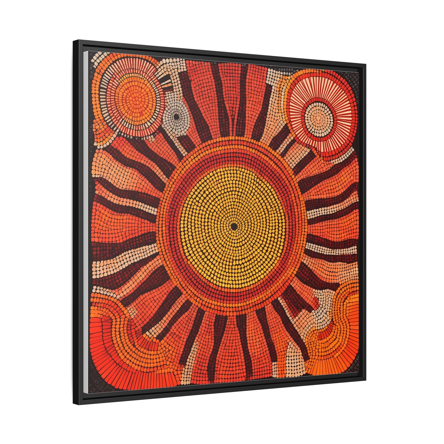 Aboriginal Dot Painting Sun Motif in Earthy Tones