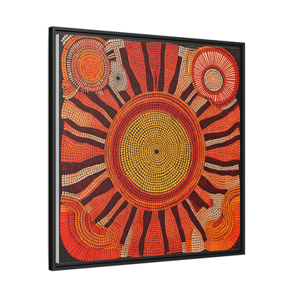 Aboriginal Dot Painting Sun Motif in Earthy Tones