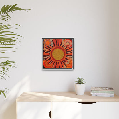 Aboriginal Dot Painting Sun Motif in Earthy Tones
