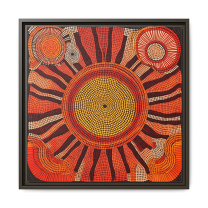 Aboriginal Dot Painting Sun Motif in Earthy Tones