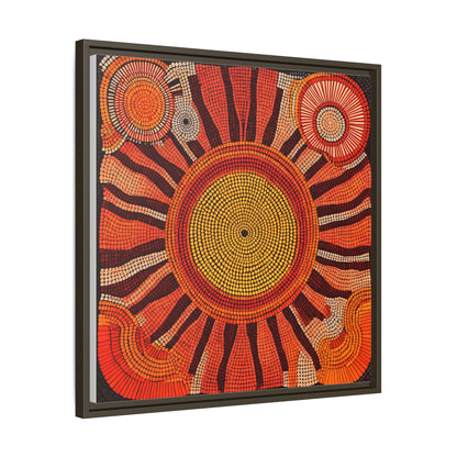Aboriginal Dot Painting Sun Motif in Earthy Tones