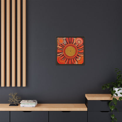 Aboriginal Dot Painting Sun Motif in Earthy Tones