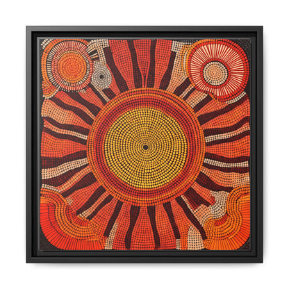 Aboriginal Dot Painting Sun Motif in Earthy Tones