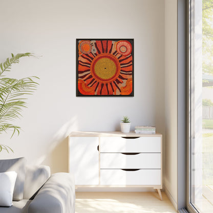 Aboriginal Dot Painting Sun Motif in Earthy Tones
