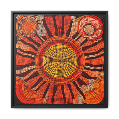Aboriginal Dot Painting Sun Motif in Earthy Tones
