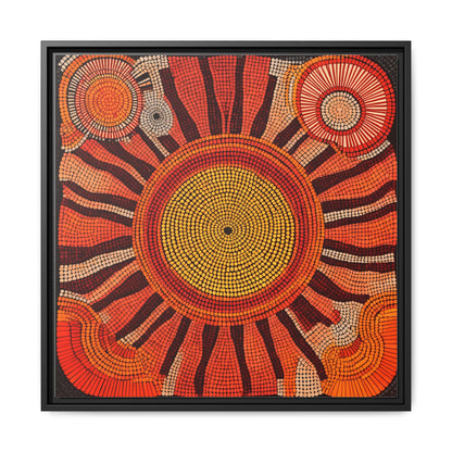 Aboriginal Dot Painting Sun Motif in Earthy Tones