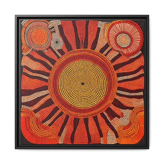 Aboriginal Dot Painting Sun Motif in Earthy Tones