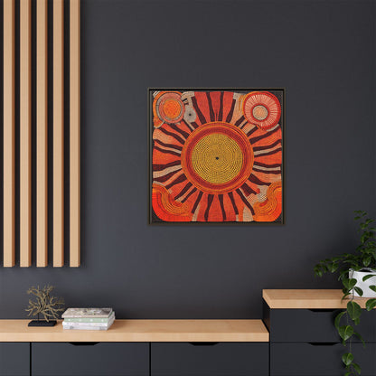 Aboriginal Dot Painting Sun Motif in Earthy Tones