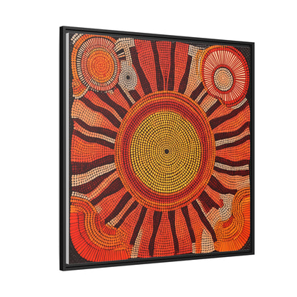 Aboriginal Dot Painting Sun Motif in Earthy Tones